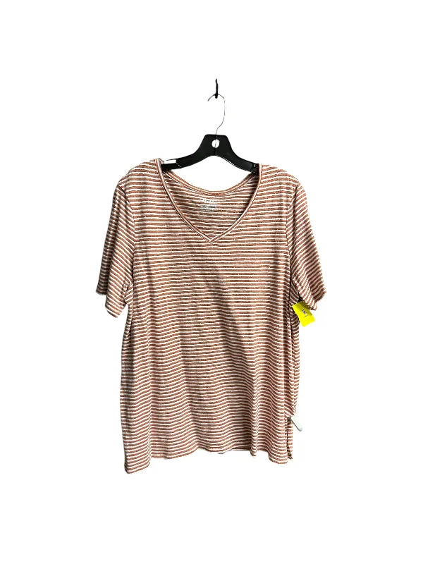 Grand Opening Sale Top Short Sleeve Basic By Chicos In Striped Pattern, Size: Xl