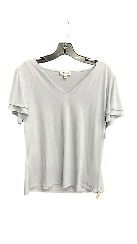 Quick Sale Top Short Sleeve By Calvin Klein In Blue, Size: L