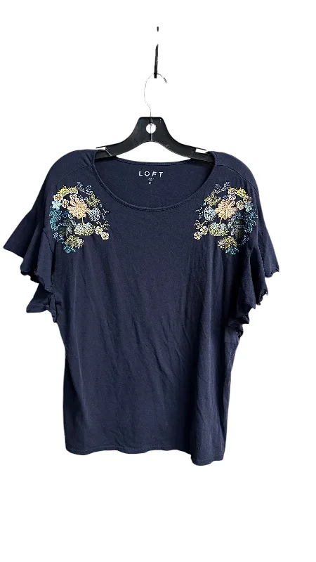 Stock Clearance Top Short Sleeve By Loft In Navy, Size: M