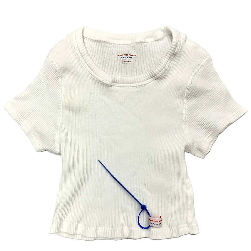 Price Smash Top Short Sleeve Luxury Designer By Alexander Wang In White, Size: M