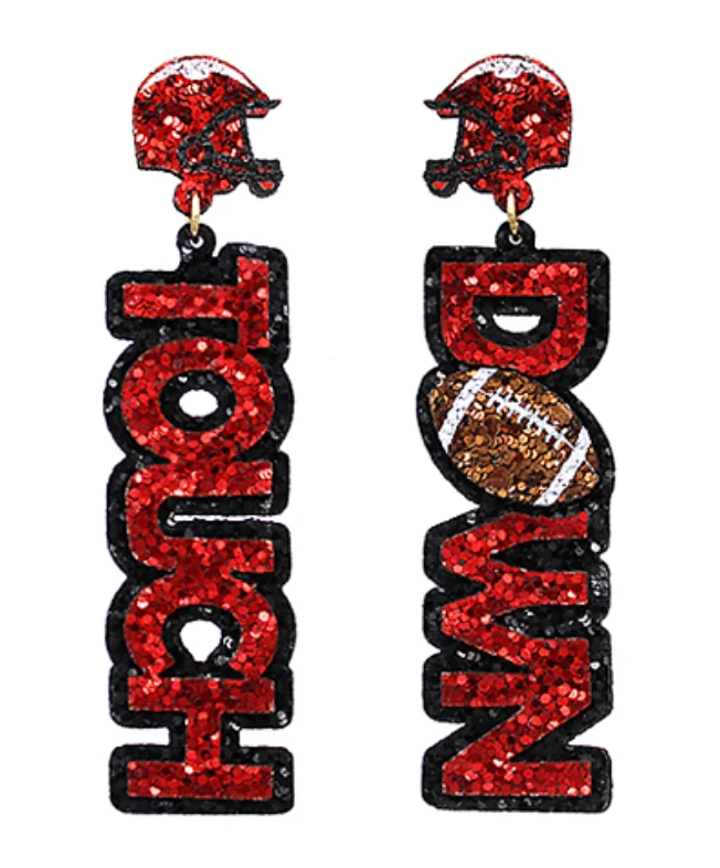 Customer Appreciation Sale Touchdown Red Glitter Earrings