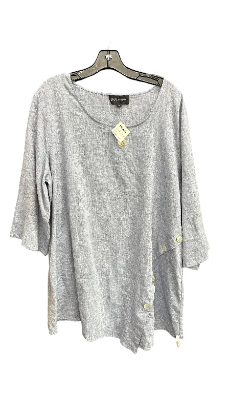 Act Now Tunic 3/4 Sleeve By Jones New York In Blue, Size: 1x