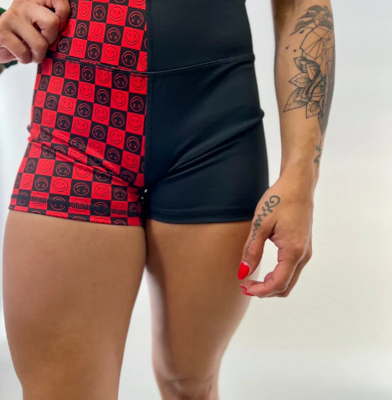Low Prices Salty Savage Ladies High Rise Two Tone Training Shorts | Wet Suit Performance | Red/Checkerboard Low Prices Salty Savage Ladies High Rise Two Tone Training Shorts | Wet Suit Performance | Red/Checkerboard