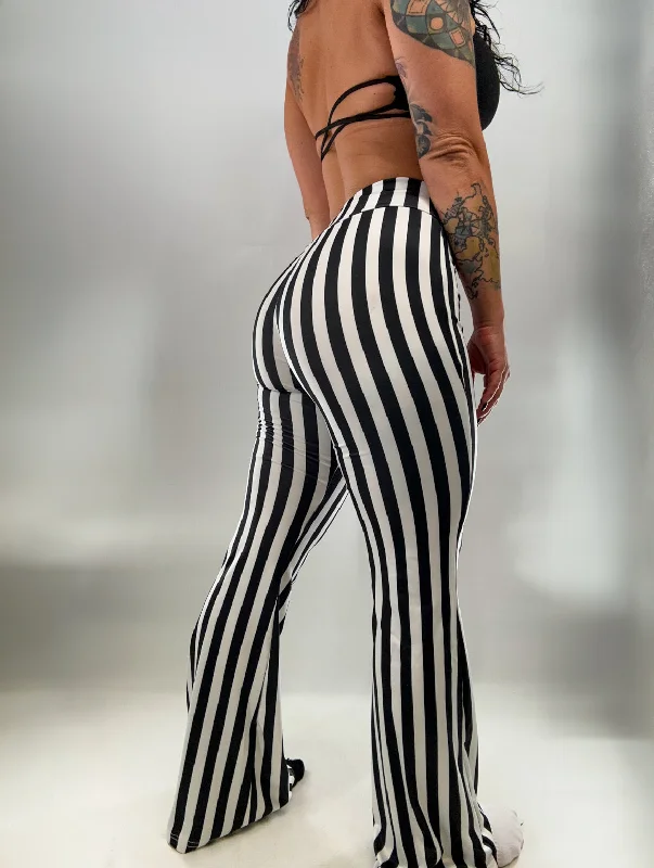 Price Cut Salty Savage Ladies “OG Smile” Stretchy Flare Pants | Black/White