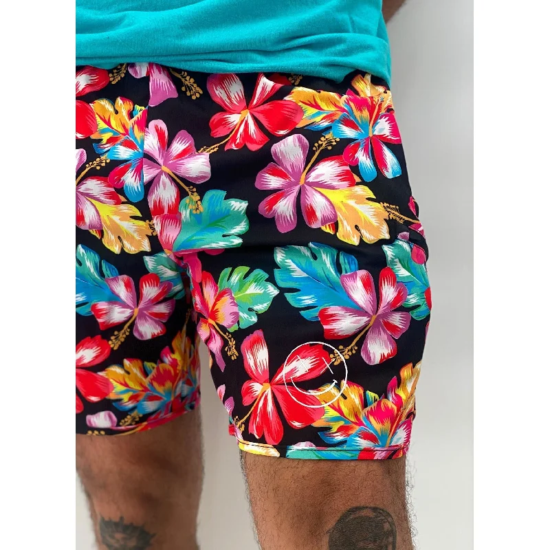 The Best Prices Salty Savage Unisex Wave Cut Gym & Swim Shorts | Hawaiian Flowers
