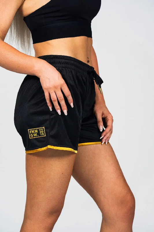 Steals and Deals WARRIOR | Women's Gym Shorts | Black & Gold